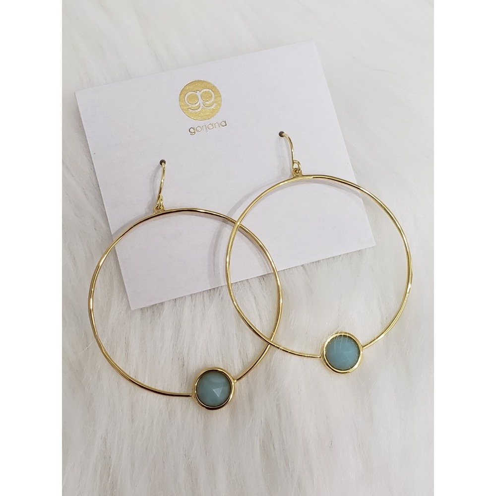 NEW GORJANA OLIVIA HOOPS EARRINGS AMAZONITE stone dainty earrings boho whimsical